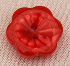 Knap 15 mm rød blomst