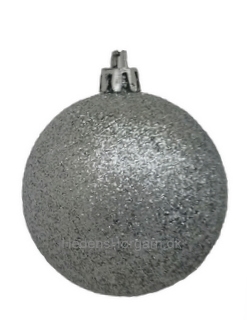 Julekugle 6 cm farve sølv glimmer